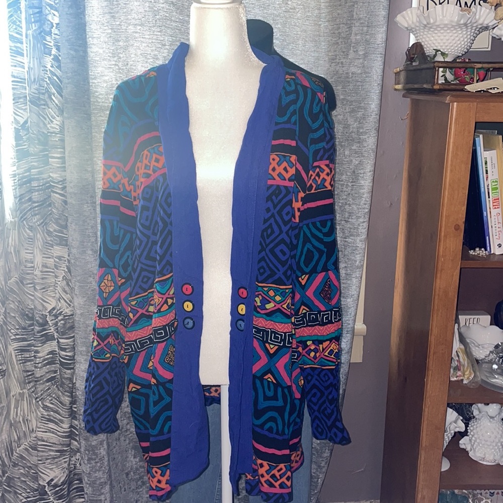 Vtg Retro 80s cardigan 28W/48 smoke and pet friendly